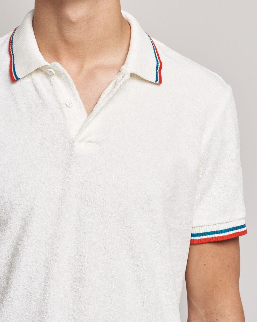 Men | Polo Shirts | Orlebar Brown | Jarrett Towelling Striped Tipping Polo White Sand