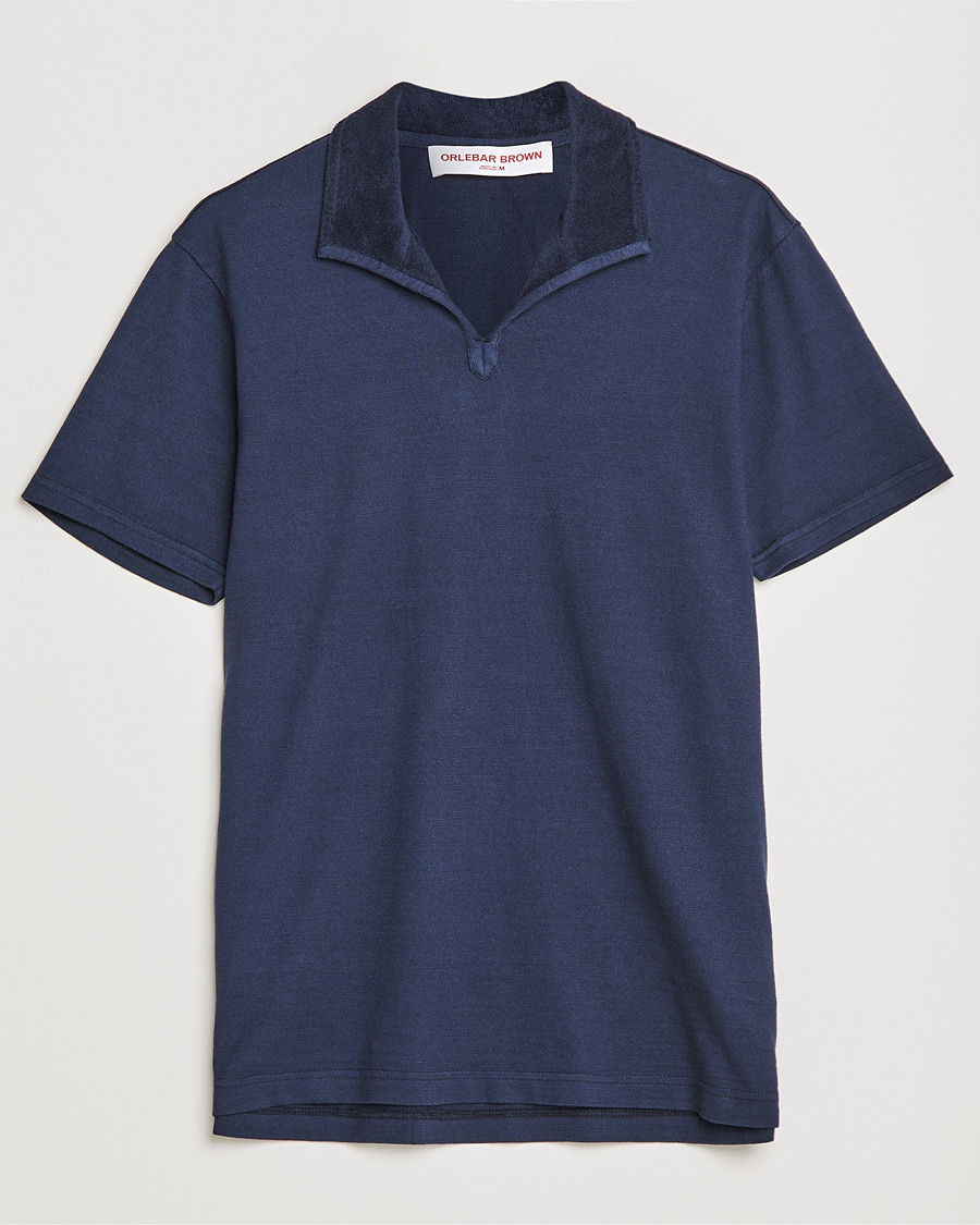 Men | Polo Shirts | Orlebar Brown | Albert GD Towelling Trim Polo Night Iris