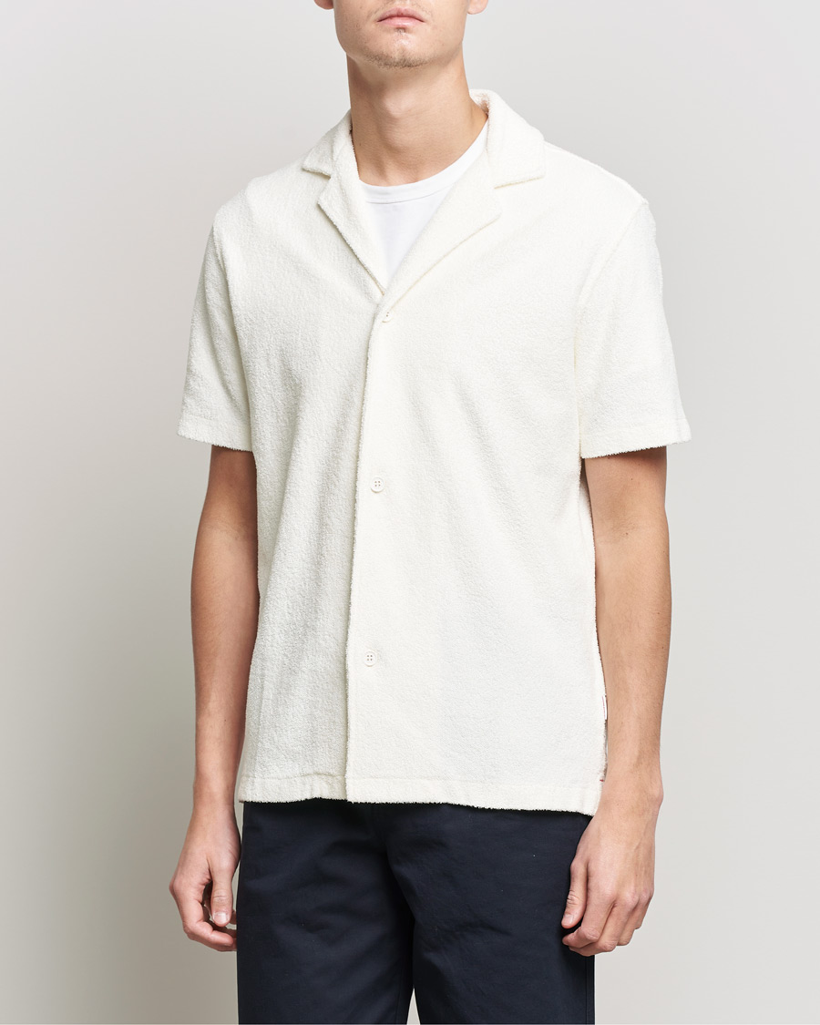 Men | Shirts | Orlebar Brown | Howell Short Sleeve light Towelling Shirt White Sand