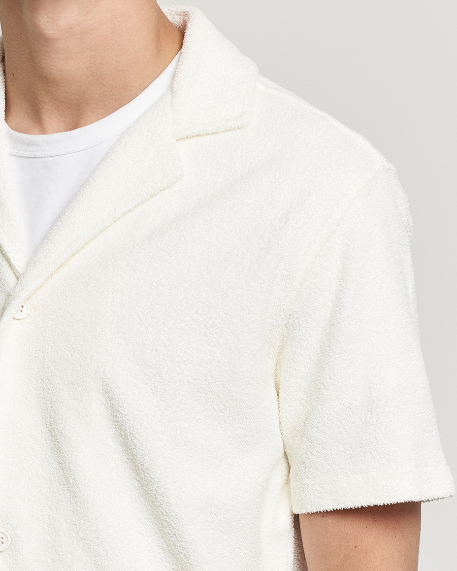 Men | Shirts | Orlebar Brown | Howell Short Sleeve light Towelling Shirt White Sand