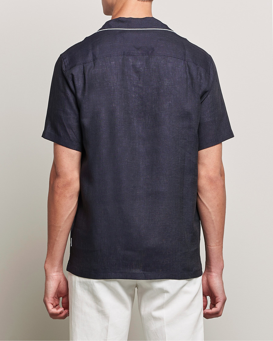 Men | Shirts | Orlebar Brown | Hibbert Short Sleeve Linen Shirt Navy
