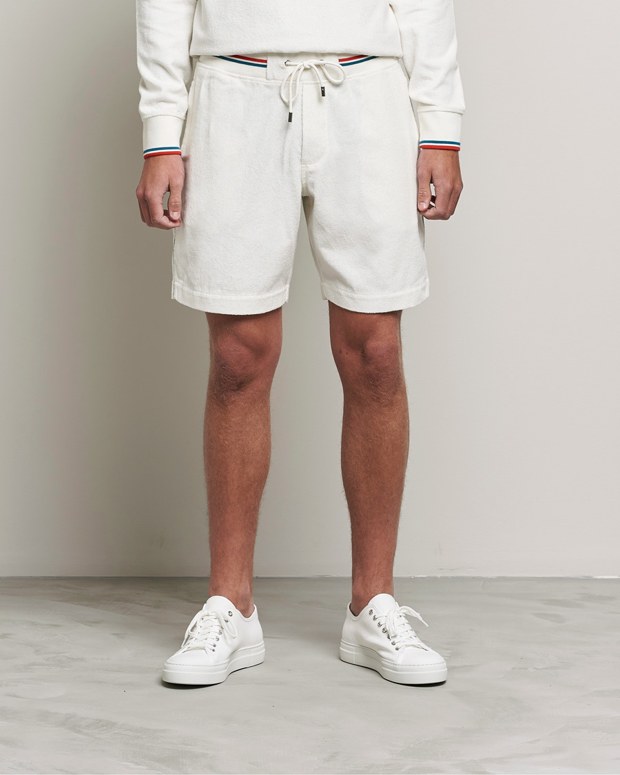 Men | The Terry Collection | Orlebar Brown | Afador OB Stripe Towelling Shorts White Sand