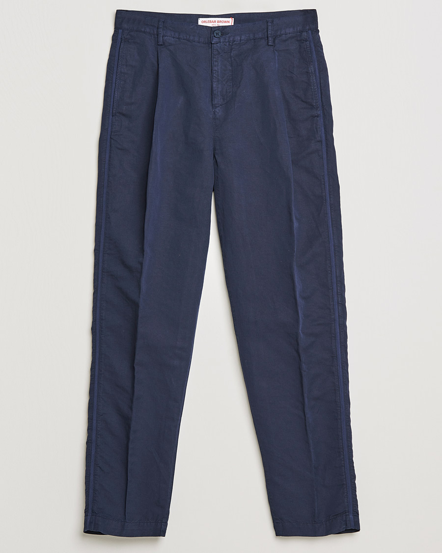 Men | Trousers | Orlebar Brown | Dunmore Linen/Cotton Trousers Night Iris