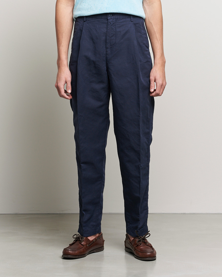 Men | Trousers | Orlebar Brown | Dunmore Linen/Cotton Trousers Night Iris