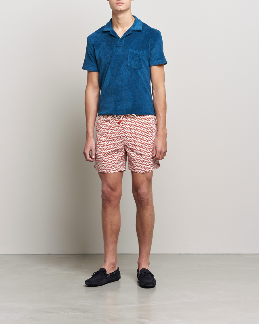 Men | Swimwear | Orlebar Brown | Standard Cano Printed Swimshorts Summer Red/Cloud