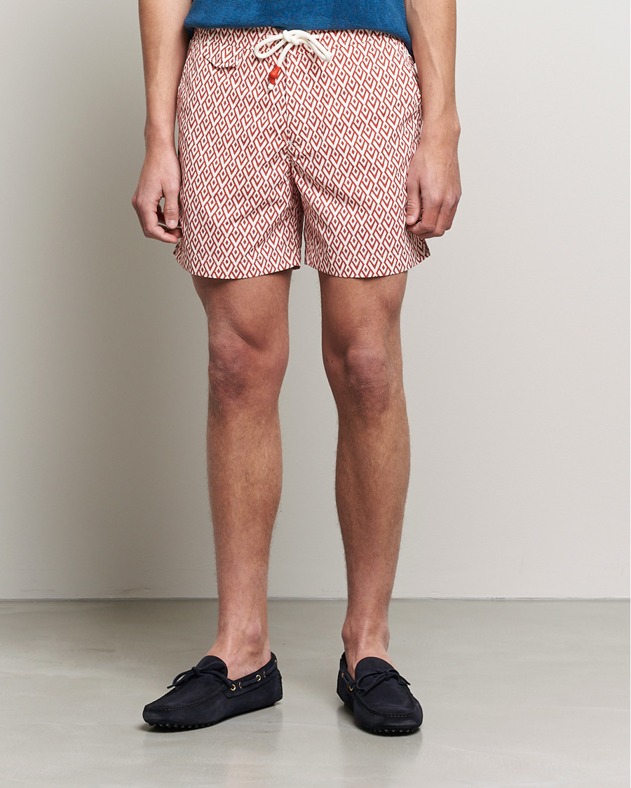 Men | Swimwear | Orlebar Brown | Standard Cano Printed Swimshorts Summer Red/Cloud
