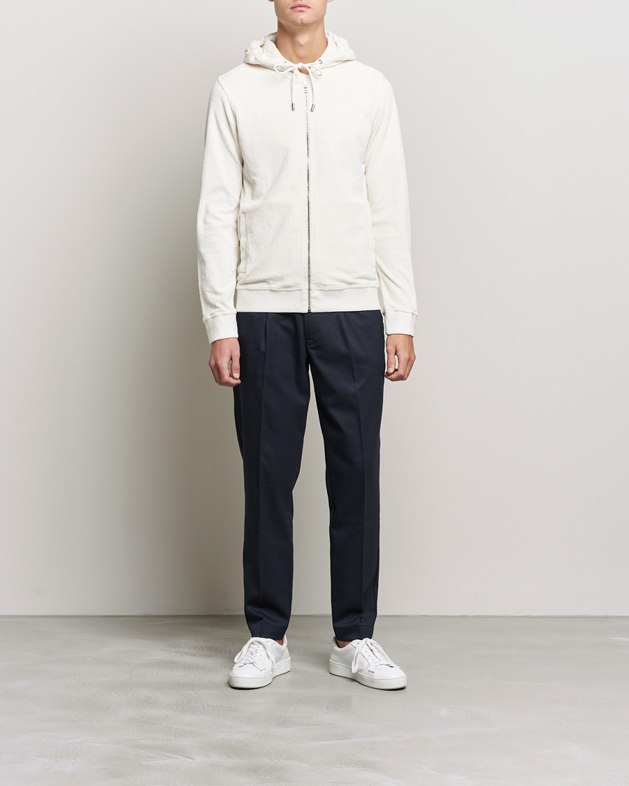 Men | Sweaters & Knitwear | Orlebar Brown | Matthers DN Towelling Racked Zip Hood White Sand