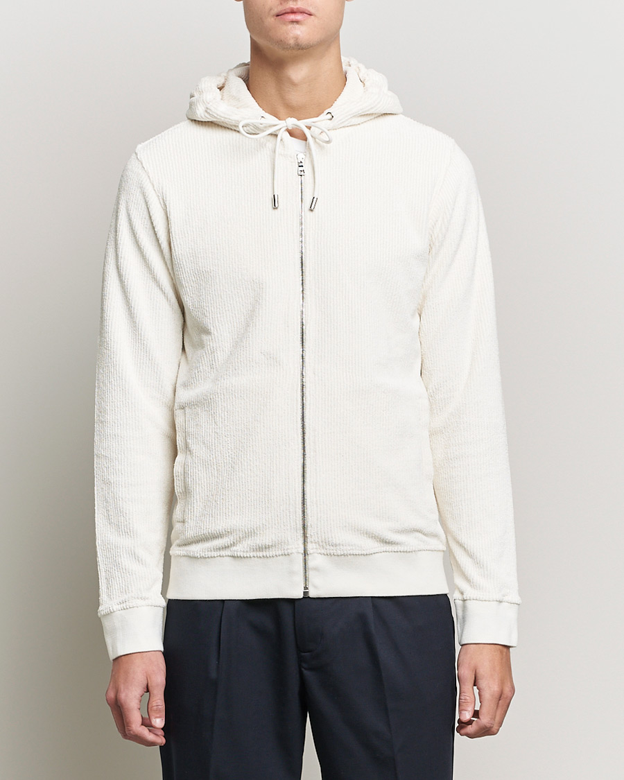 Men | The Terry Collection | Orlebar Brown | Matthers DN Towelling Racked Zip Hood White Sand