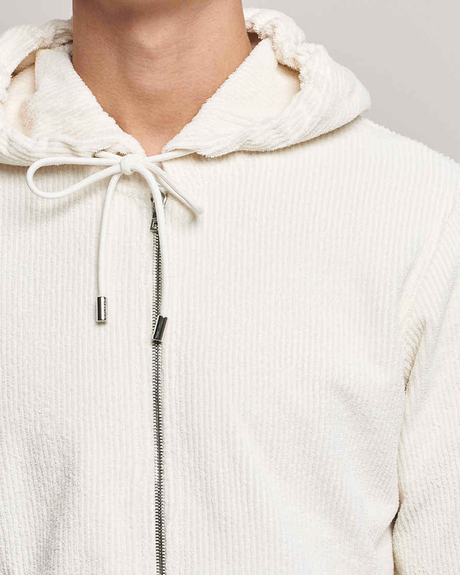 Men | Sweaters & Knitwear | Orlebar Brown | Matthers DN Towelling Racked Zip Hood White Sand