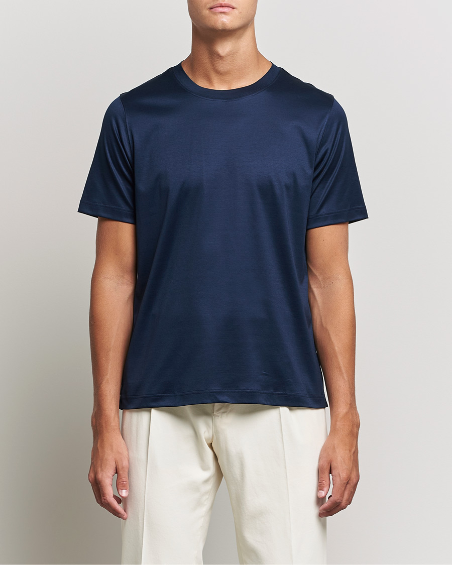 Men |  | Eton | Filo Di Scozia Cotton T-Shirt Navy