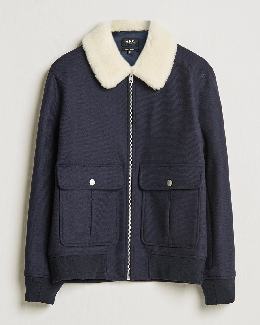 Men | Coats & Jackets | A.P.C. | Ben Shearling Bomber Jacket Navy