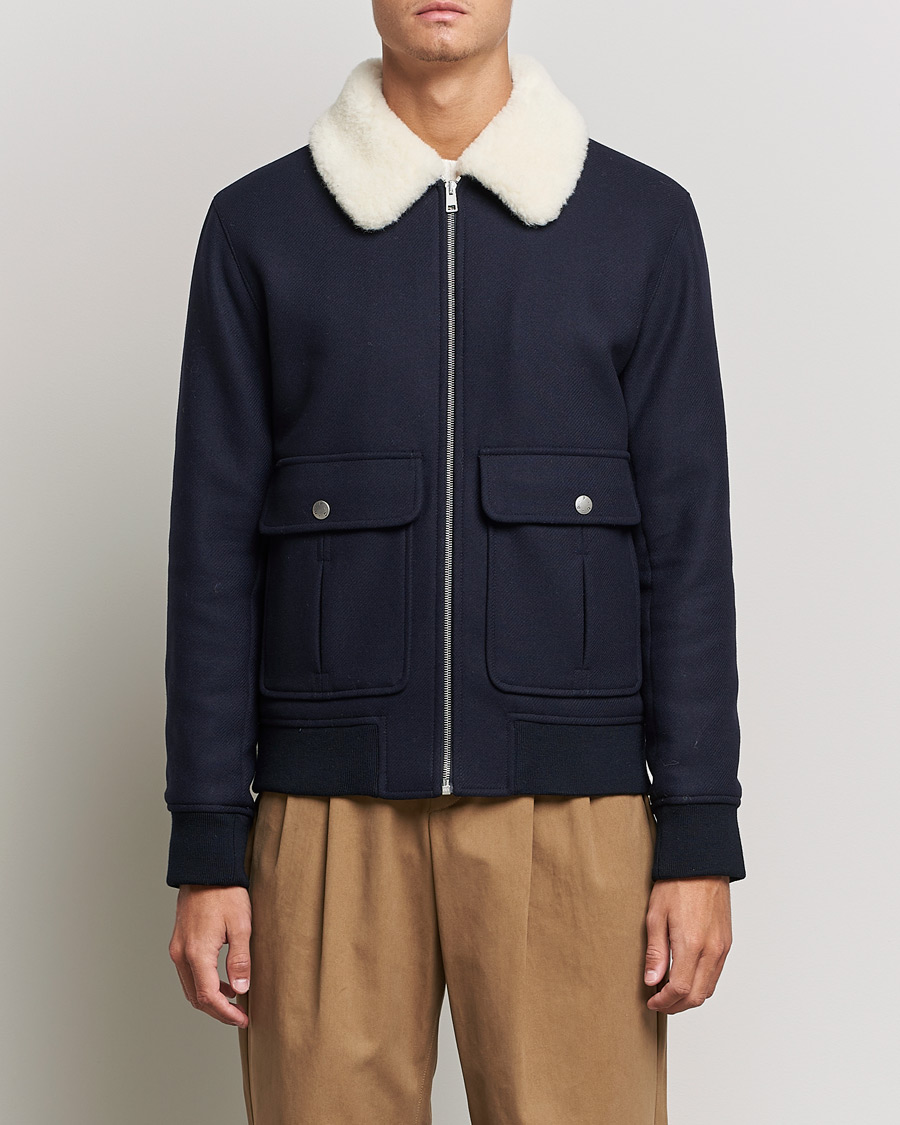 Men | Coats & Jackets | A.P.C. | Ben Shearling Bomber Jacket Navy