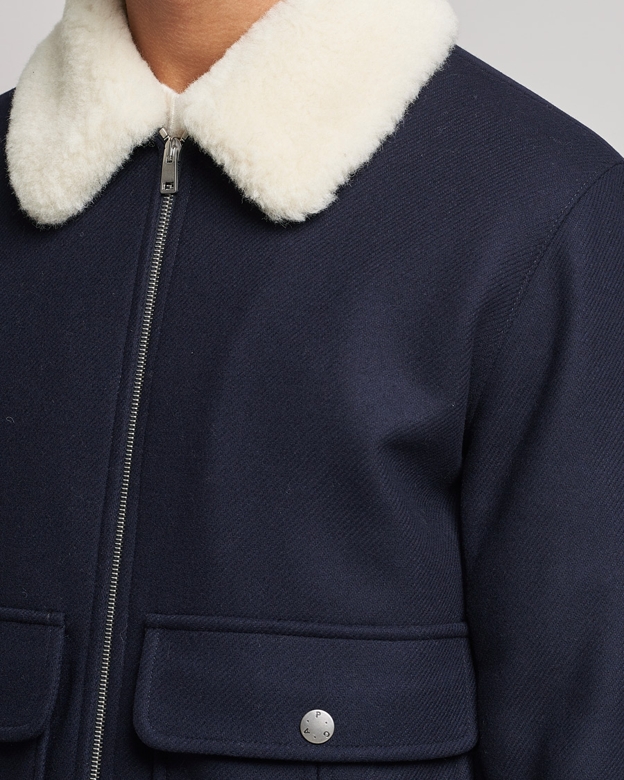 Men | Coats & Jackets | A.P.C. | Ben Shearling Bomber Jacket Navy