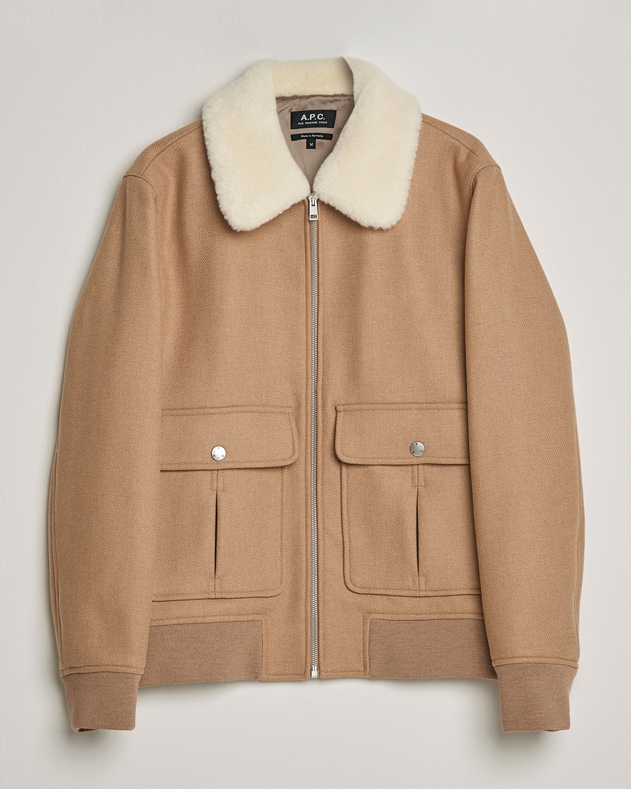 Men | Coats & Jackets | A.P.C. | Ben Shearling Bomber Jacket Beige
