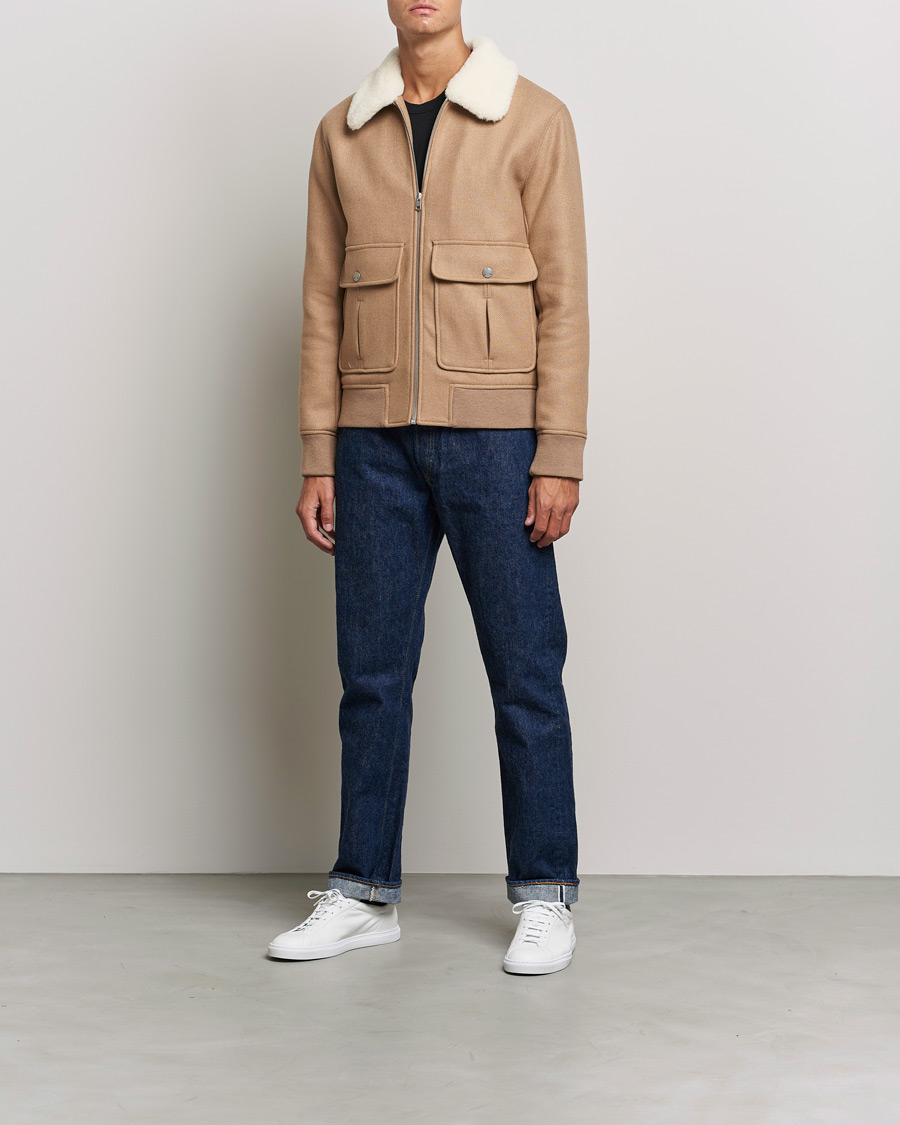 Men | Coats & Jackets | A.P.C. | Ben Shearling Bomber Jacket Beige