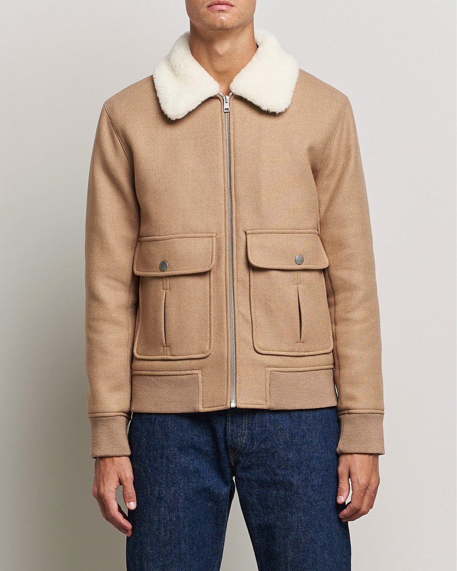 Men | Coats & Jackets | A.P.C. | Ben Shearling Bomber Jacket Beige