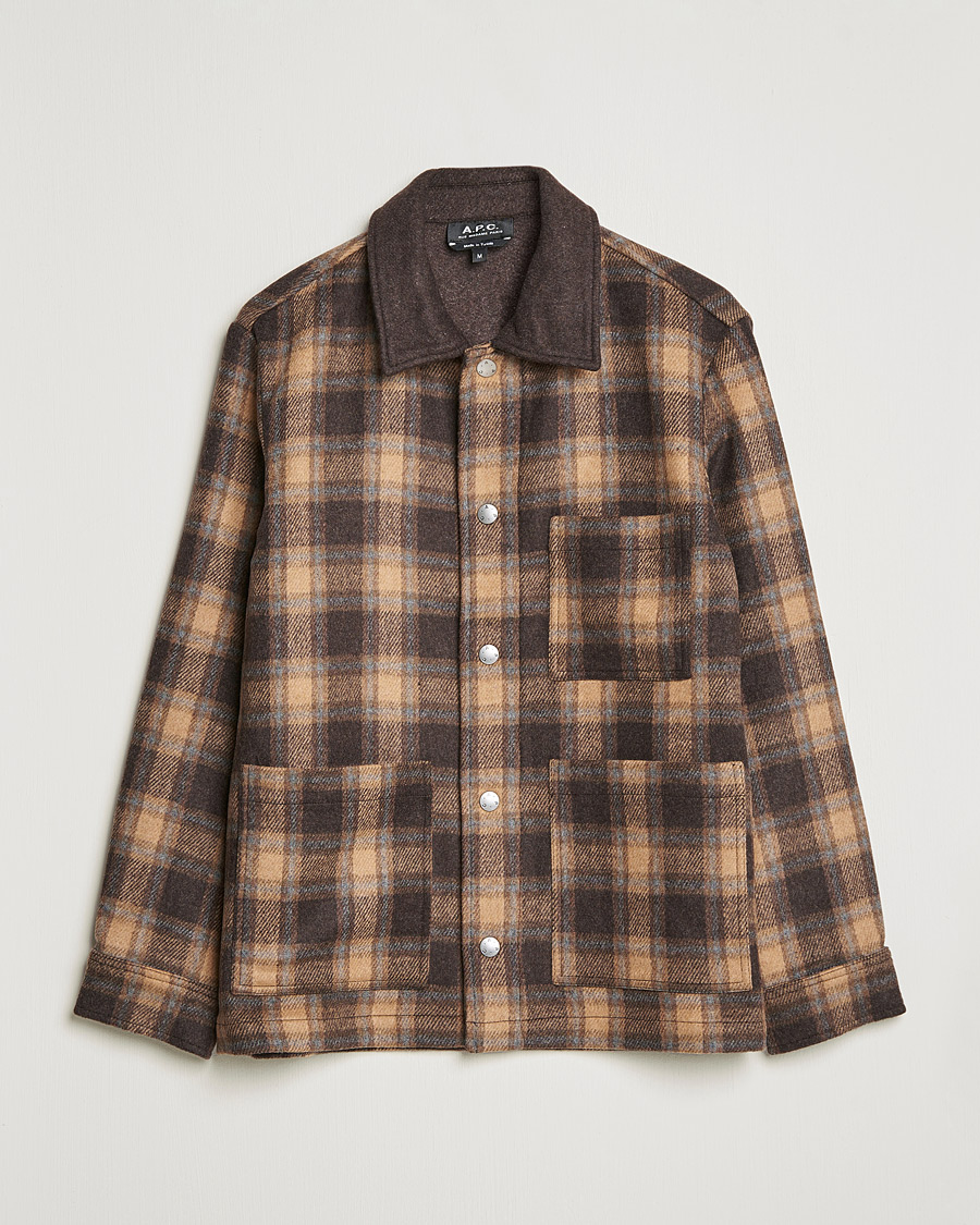 A.P.C. Emile Shirt Jacket Brown Check at CareOfCarl.com