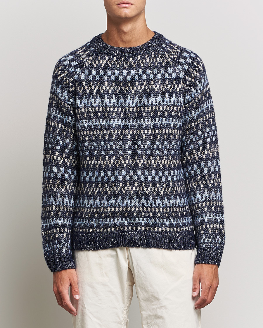 Men | Knitted Jumpers | A.P.C. | Leonard Jacquard Pullover Blue Heather