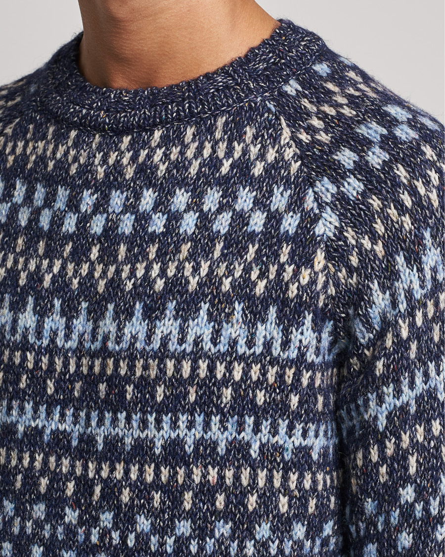 Men | Sweaters & Knitwear | A.P.C. | Leonard Jacquard Pullover Blue Heather