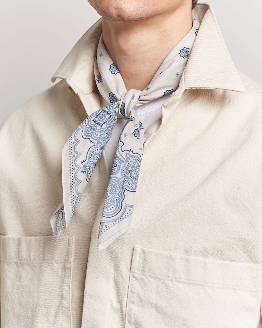 Men | Amanda Christensen Cotton Voilé Printed Medallion Bandana Cream | Amanda Christensen | Cotton Voilé Printed Medallion Bandana Cream