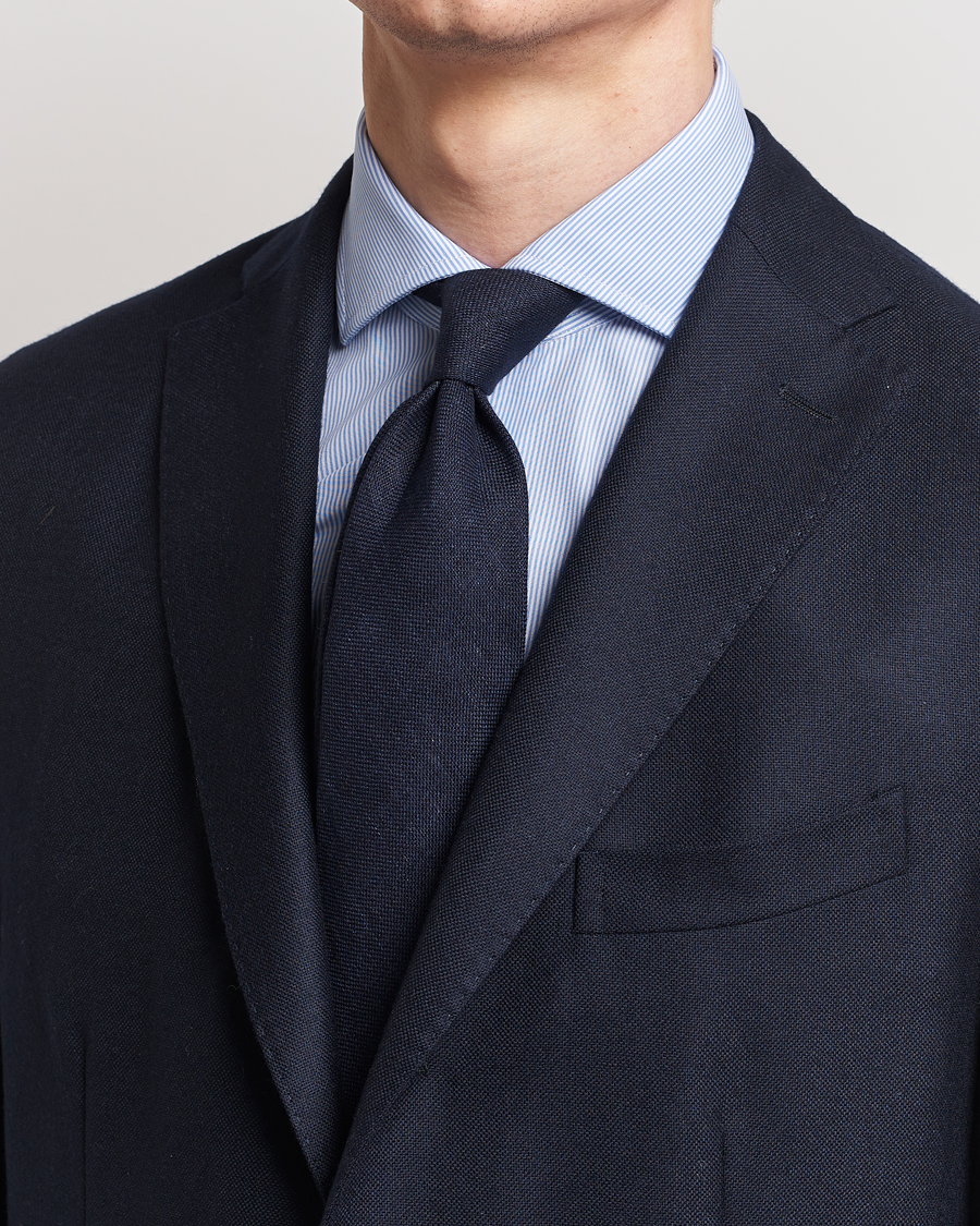 Men | Ties | Amanda Christensen | Amanda ChristensenHopsack Linen 8cm TieNavy
