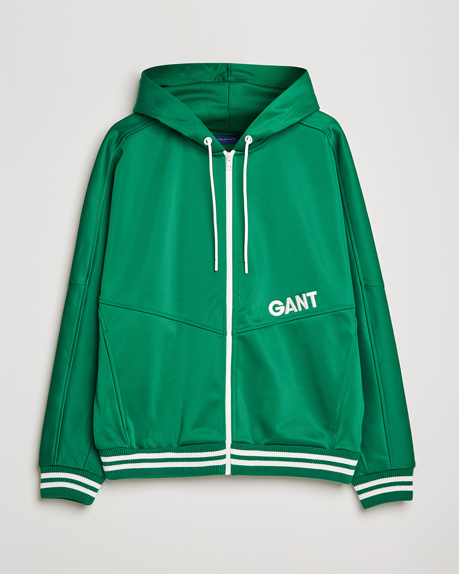 Men | Sweaters & Knitwear | GANT | Raquet Club Full-Zip Hoodie Lavish Green