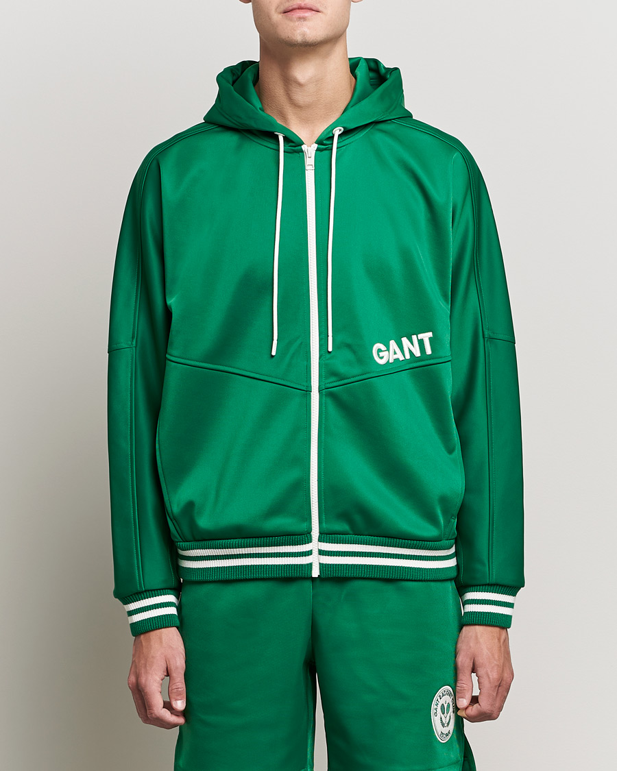 Men | Sweaters & Knitwear | GANT | Raquet Club Full-Zip Hoodie Lavish Green
