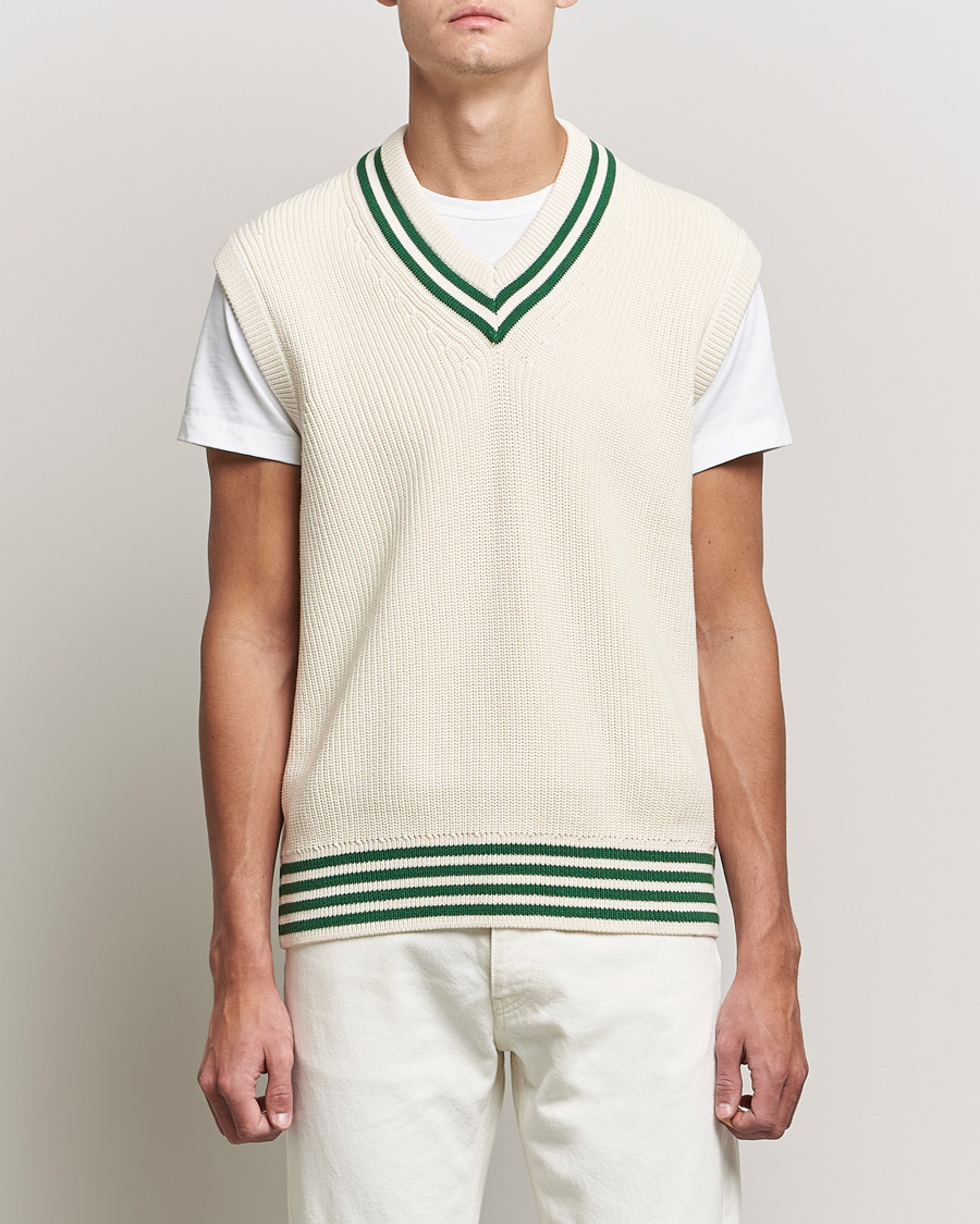 Men | Sweaters & Knitwear | GANT | Ribbed Cricket Knitted Slipover Creme