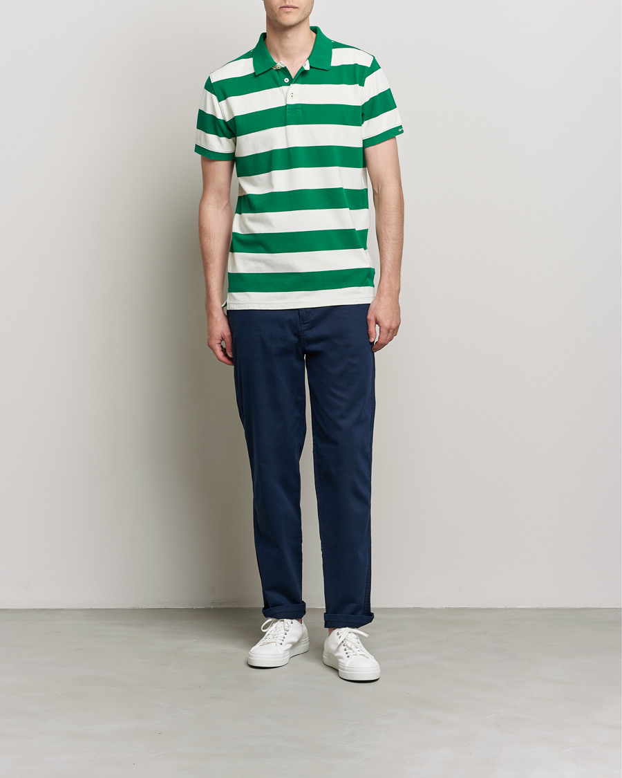 Men | Polo Shirts | GANT | Barstriped Polo Green/White