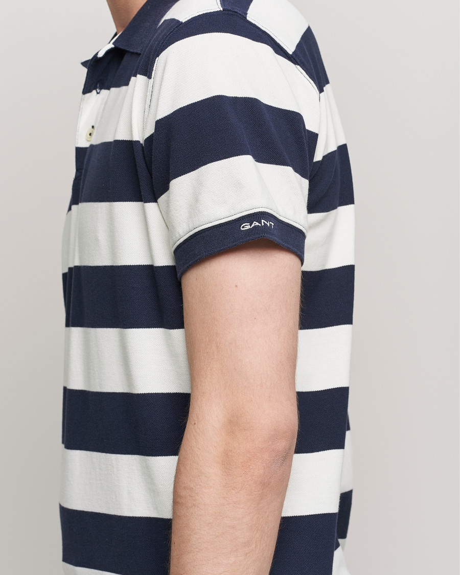 Men | Polo Shirts | GANT | Barstriped Polo Navy/White