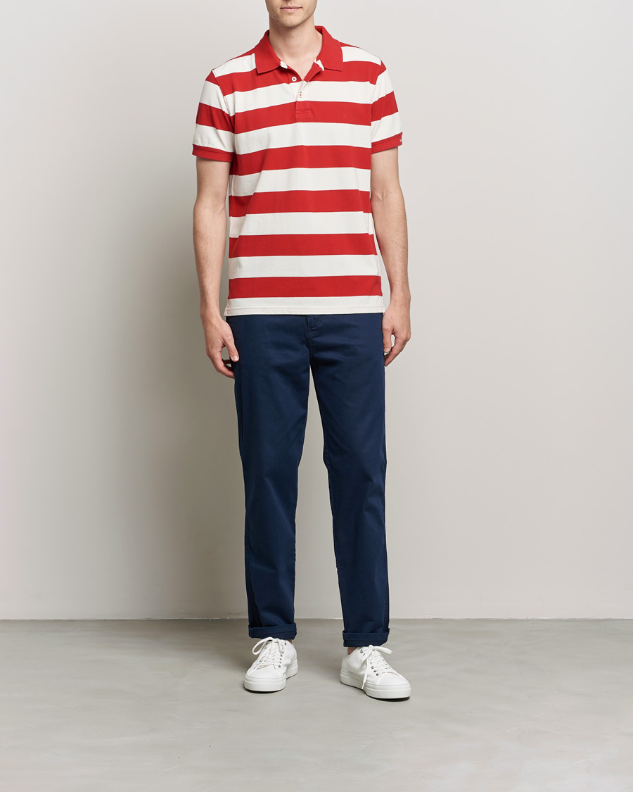 Men | Polo Shirts | GANT | Barstriped Polo Red/White