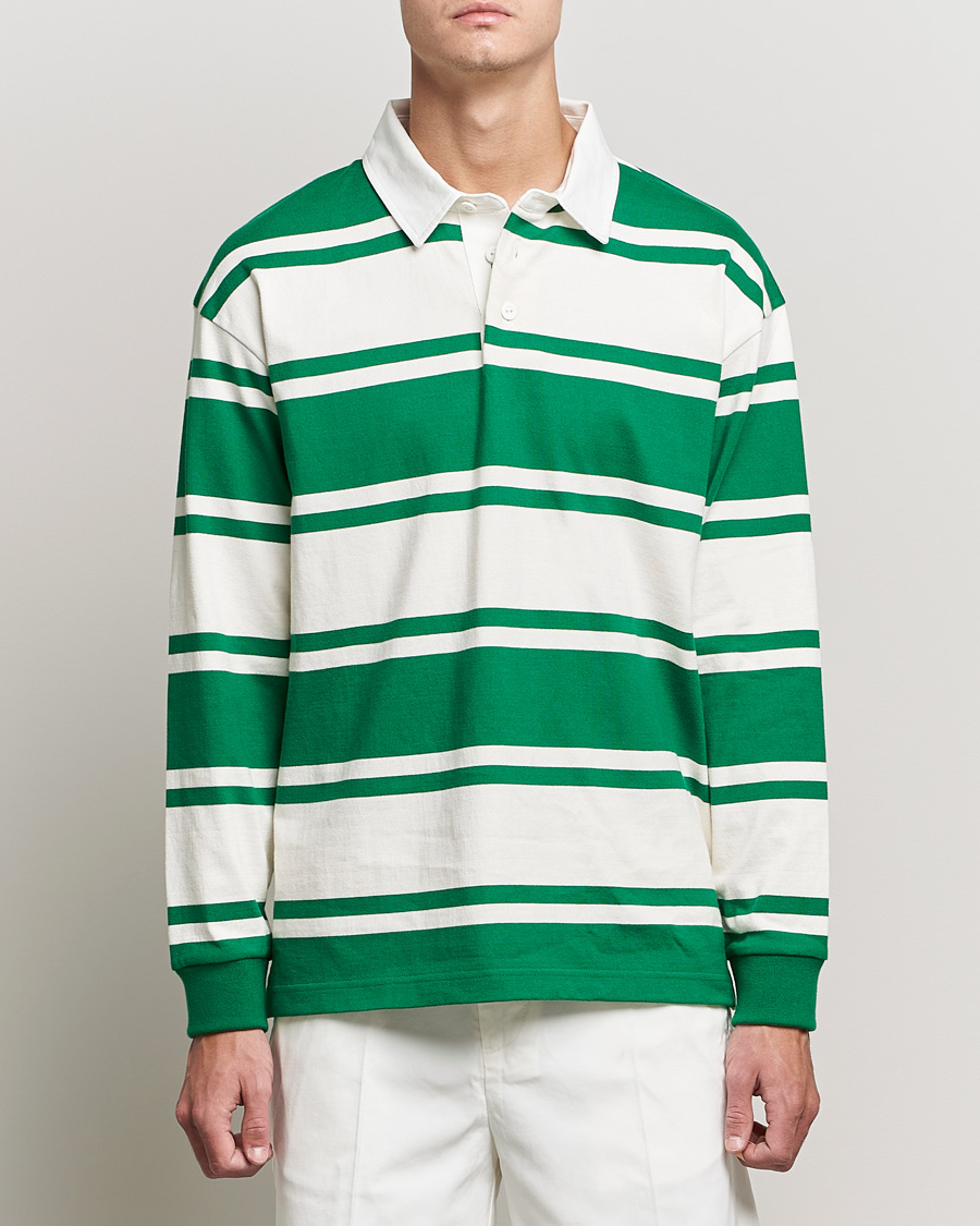 Men | Sweaters & Knitwear | GANT | Barstriped Heavy Rugger Green/White