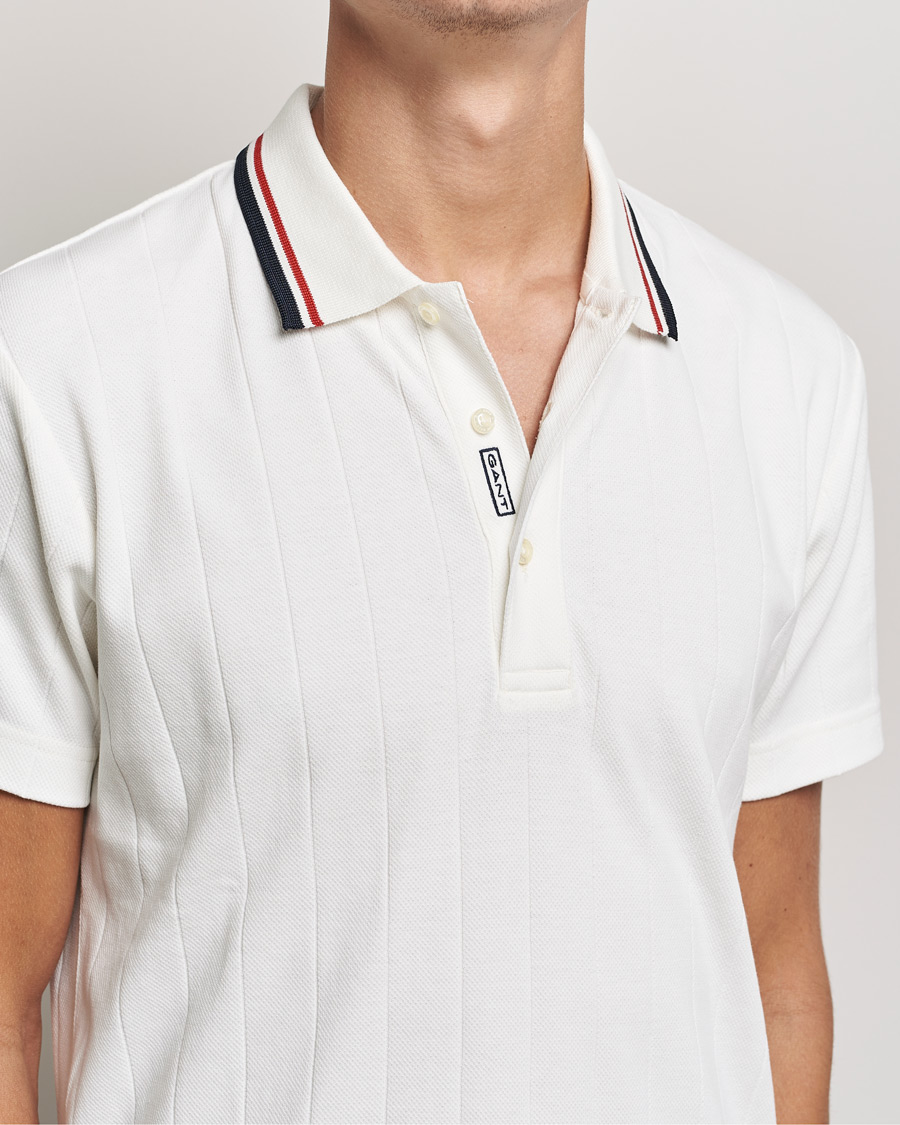 GANT Structued Knitted Polo Caulk White at