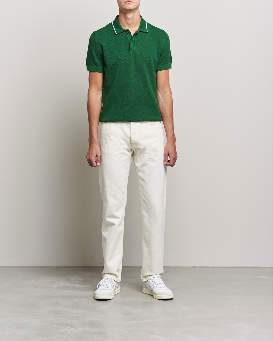 Men | Polo Shirts | GANT | Textured Knitted Polo Forest Green