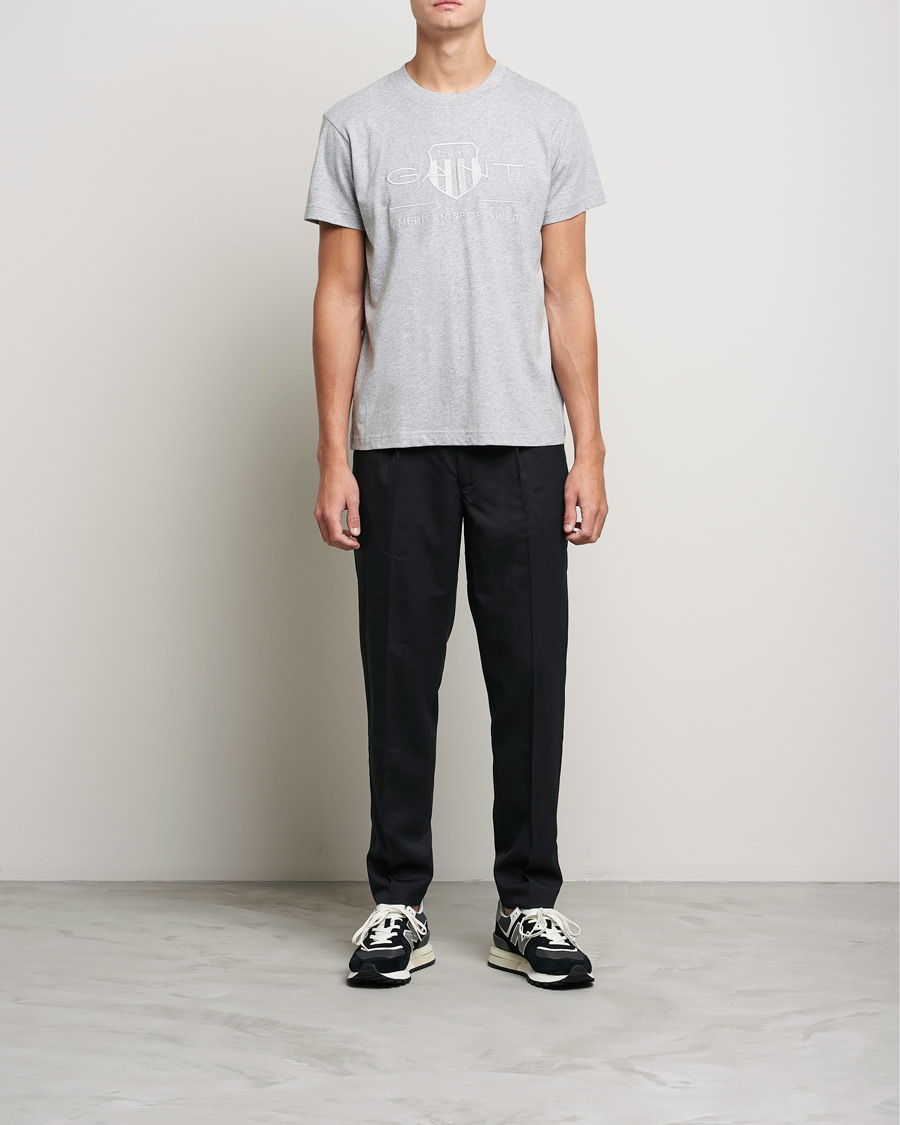 Men | T-Shirts | GANT | Tonal Archive Shield Crew Neck Tee Grey Melange