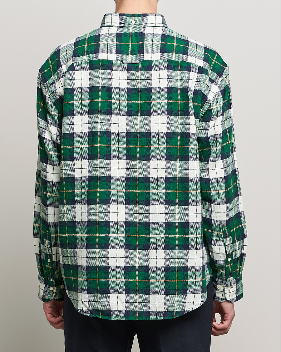 Men | Shirts | GANT | Relaxed Textured Checked Shirt Forest Green