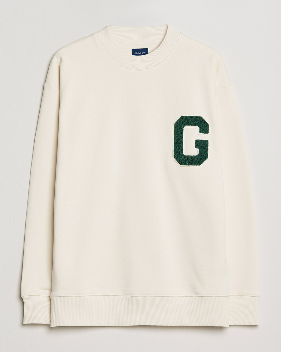 Men | Sweaters & Knitwear | GANT | College G Crew Neck Sweatshirt Creme