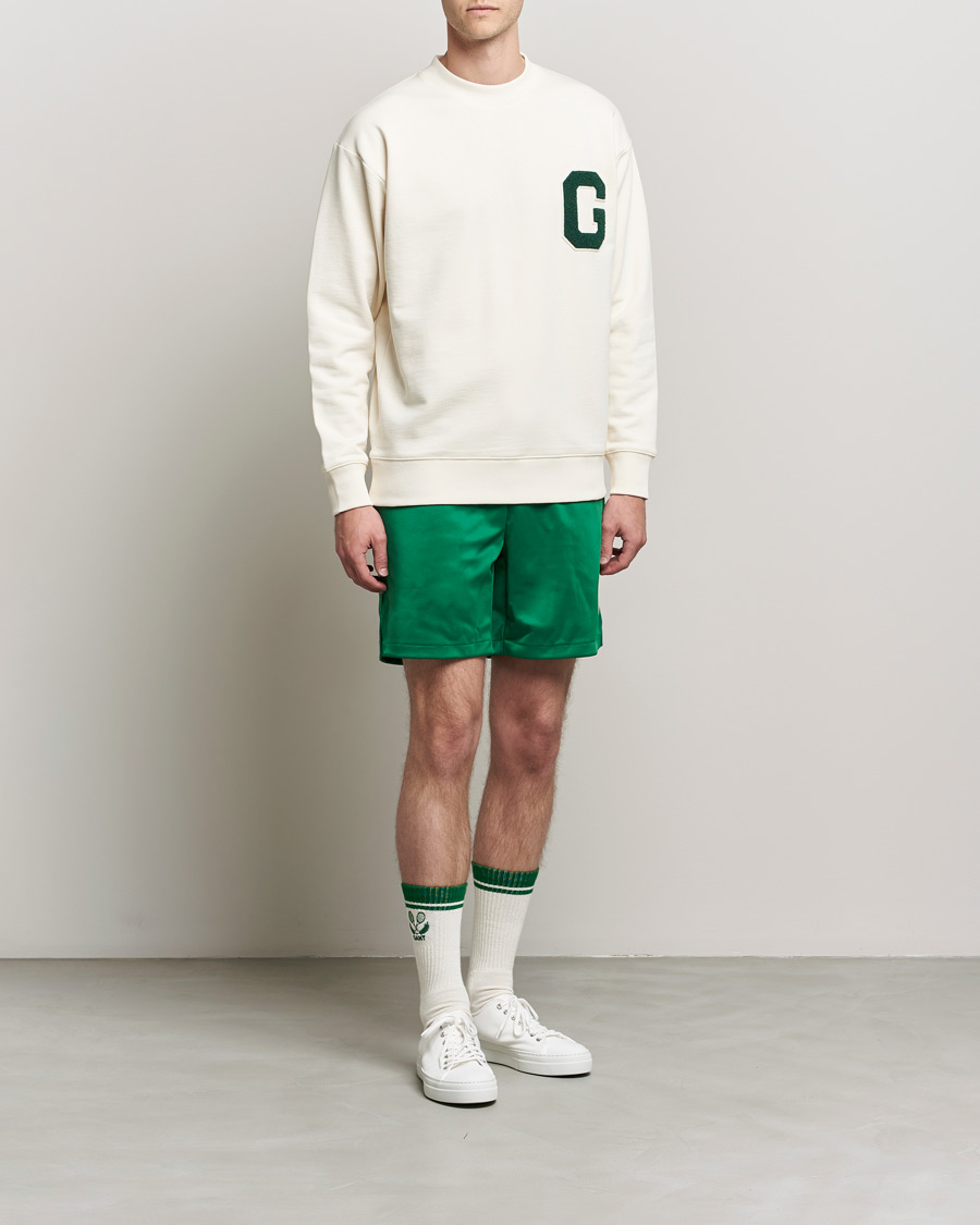 Men | GANT | GANT | College G Crew Neck Sweatshirt Creme