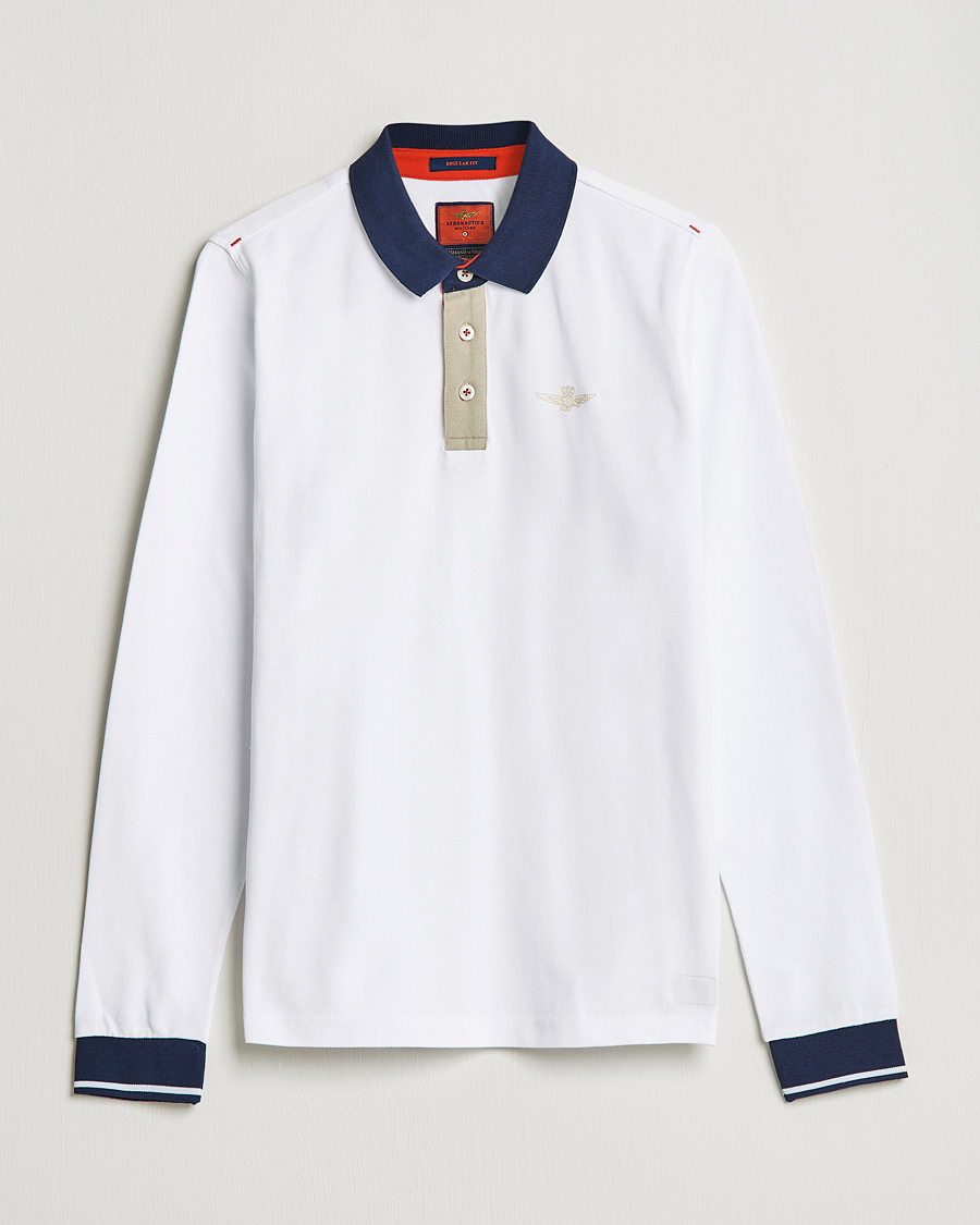 Men | Rugby Shirts | Aeronautica Militare | Long Sleeve Collor Polo Off White
