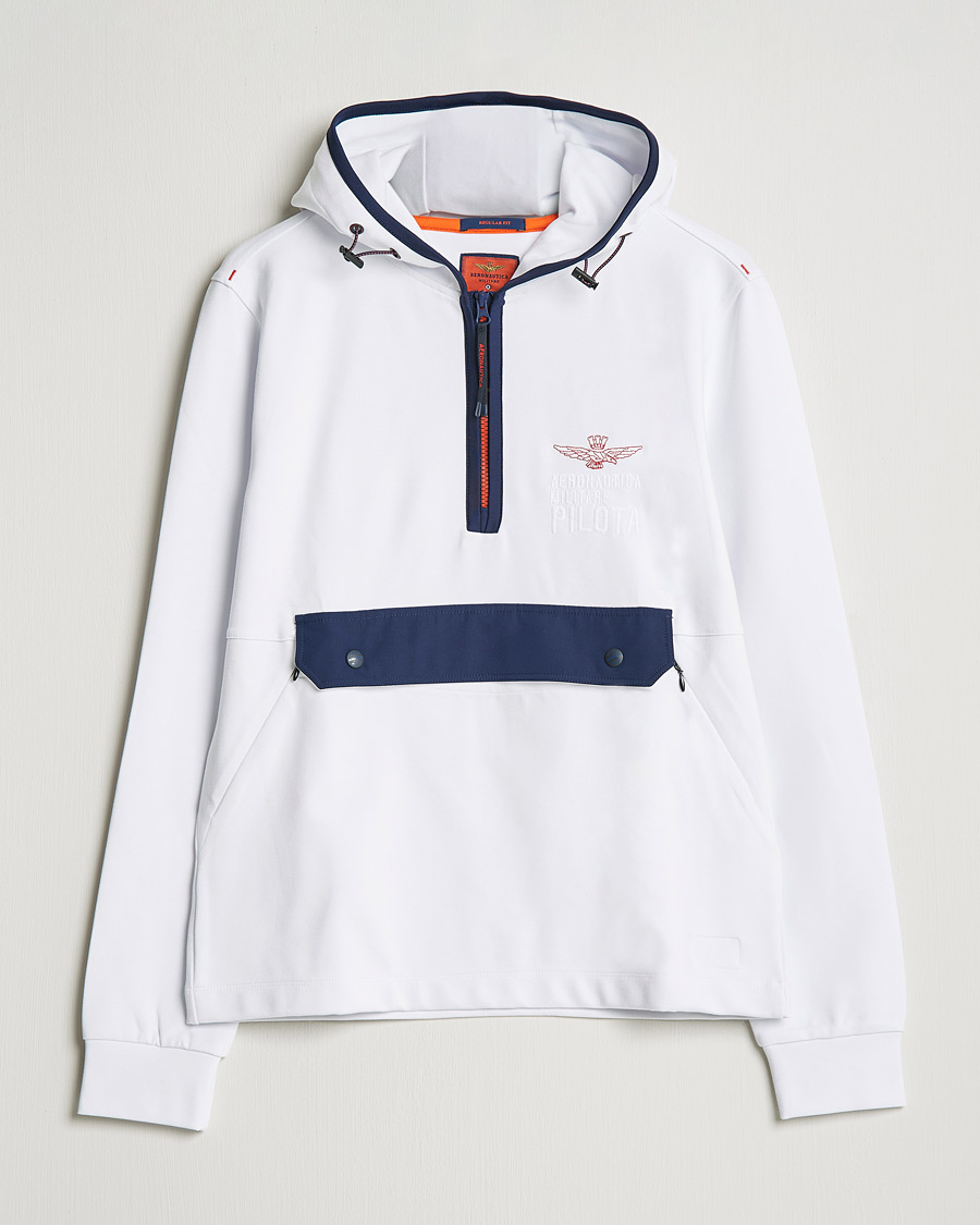 Men | Sweaters & Knitwear | Aeronautica Militare | Half Zip Hoodie Off White