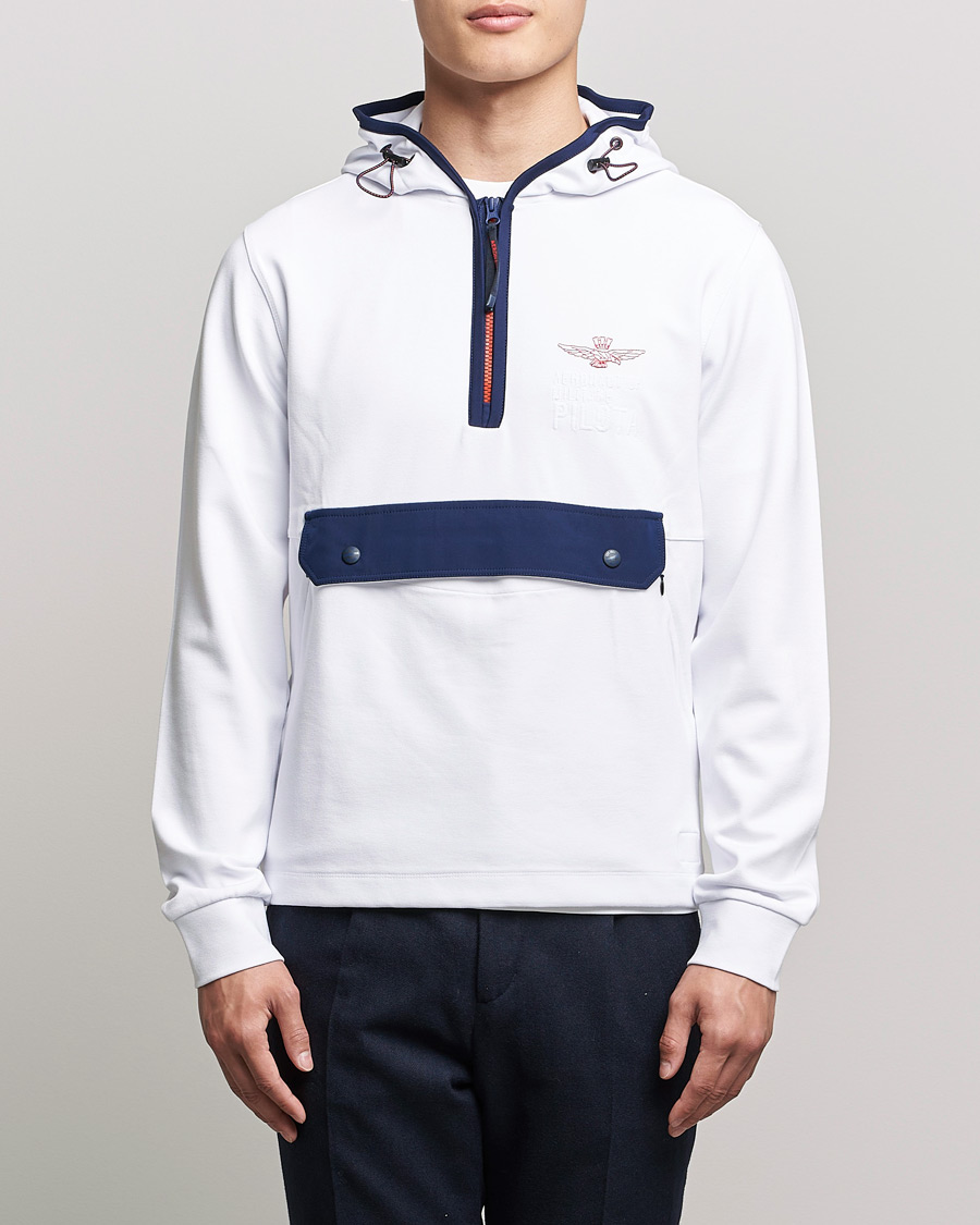 Men | Sweaters & Knitwear | Aeronautica Militare | Half Zip Hoodie Off White