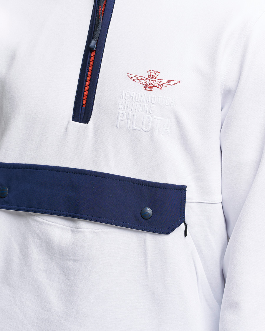 Men | Sweaters & Knitwear | Aeronautica Militare | Half Zip Hoodie Off White