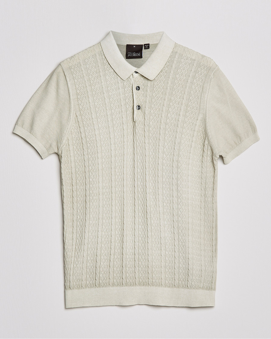 Men | Polo Shirts | Oscar Jacobson | Bard Knitted Cotton Crepe Polo Creme