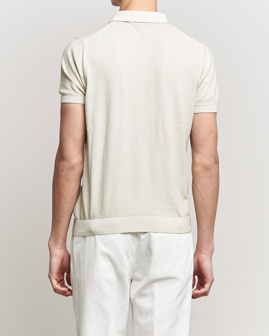 Men | Polo Shirts | Oscar Jacobson | Bard Knitted Cotton Crepe Polo Creme