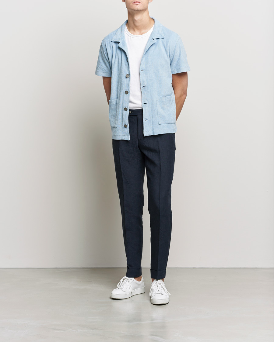 Men | Polo Shirts | Oscar Jacobson | Alwin Terry Short Sleeve Safari Polo Smog Blue