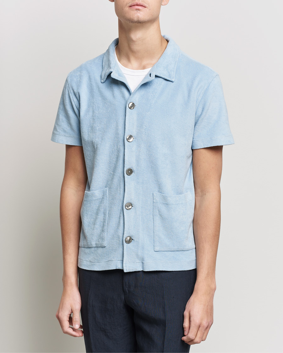 Men | Polo Shirts | Oscar Jacobson | Alwin Terry Short Sleeve Safari Polo Smog Blue