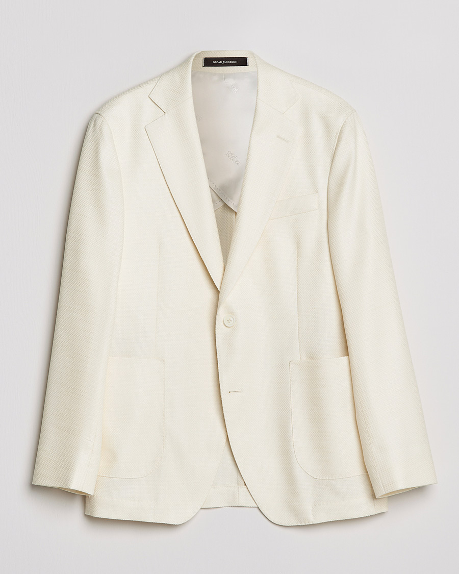 Men | Blazers | Oscar Jacobson | Ferry Merino/Silk Patch Pocket Blazer Creme