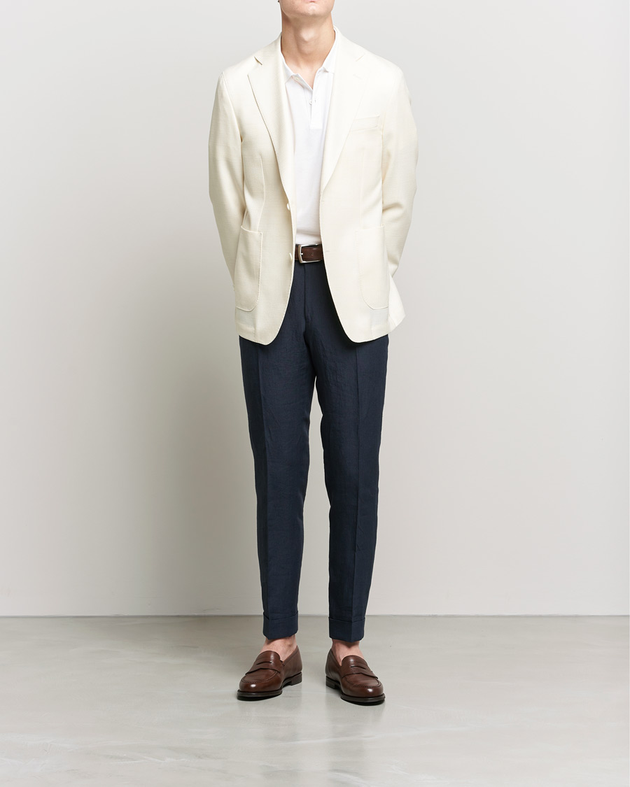 Men | Blazers | Oscar Jacobson | Ferry Merino/Silk Patch Pocket Blazer Creme