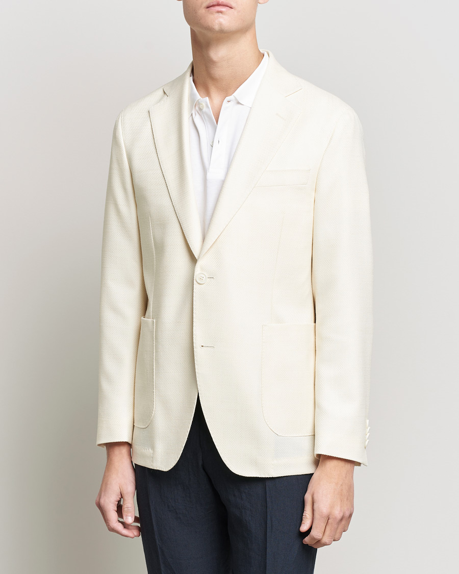 Men | Blazers | Oscar Jacobson | Ferry Merino/Silk Patch Pocket Blazer Creme