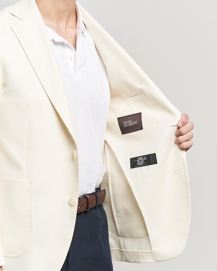 Men | Blazers | Oscar Jacobson | Ferry Merino/Silk Patch Pocket Blazer Creme